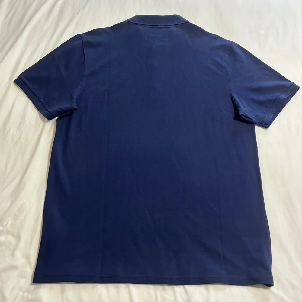 Fila Mens Pima Cotton Blend Polo Shirt Navy Blue Short Sleeve Logo Size L